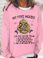 Women's 5 Five Mood Letters Owl Casual Sweatshirt - thumbnail