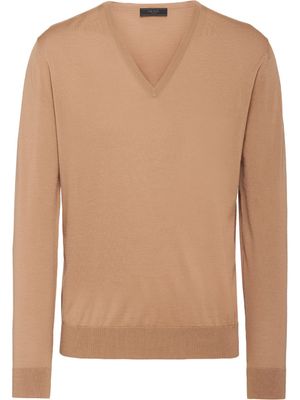 Prada pull à col v - Marron