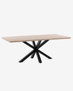 Kave Home Kave Home Argo, Argo tafel 160 cm natuurlijke melamine zwart benen