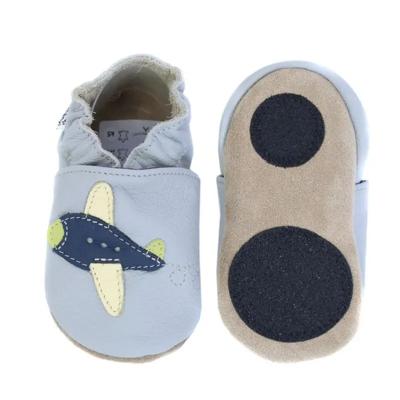 Hobea babyslofjes extra antislip Flugzeug grau-24-25