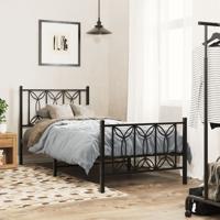 Bedframe met hoofd- en voeteneinde metaal zwart 75x190 cm