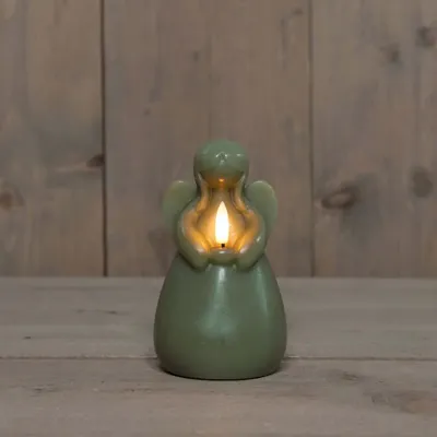 Anna&apos;s Collection LED kaars 3d flame engel 8.5x14.5cm jade groen 1 stuks
