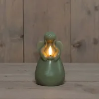 Anna&apos;s Collection LED kaars 3d flame engel 8.5x14.5cm jade groen 1 stuks