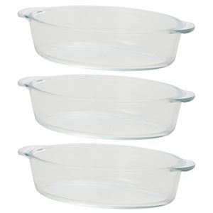 3x Ovalen glazen mini ovenschaal 400 ml 20 x 11 x 5 cm