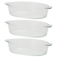 3x Ovalen glazen mini ovenschaal 400 ml 20 x 11 x 5 cm