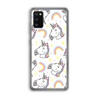 Rainbow Unicorn: Samsung Galaxy A41 Transparant Hoesje
