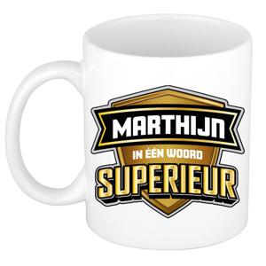 Naam mok Marthijn - wit - Superieur - keramiek - 300 ml - cadeau collega beker