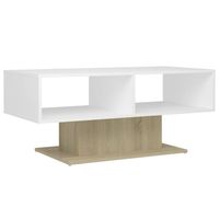 vidaXL Salontafel 103,5x50x44,5 cm bewerkt hout wit en sonoma eiken - thumbnail