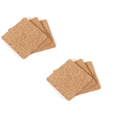 Onderzetters voor glazen - 12x - vierkant - kurk - 9 x 9 cm
