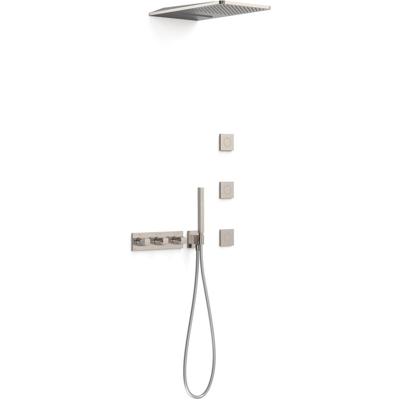 Regendouche set Tres B-System | Inbouw | Thermostaatkraan | 4-weg | Rechthoekig | RVS look