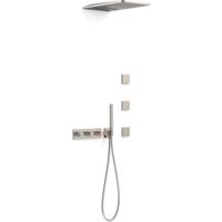 Regendouche set Tres B-System | Inbouw | Thermostaatkraan | 4-weg | Rechthoekig | RVS look