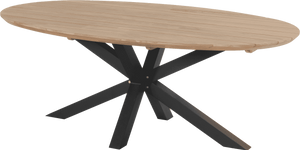 Hartman Ovale Tuintafel 'Stephanie' Teakhout, 200 x 120cm, kleur Naturel/Zwart