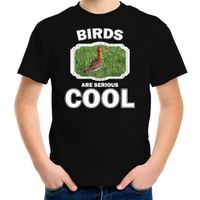 Dieren grutto vogel t-shirt zwart kinderen - birds are cool shirt jongens en meisjes - thumbnail