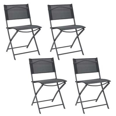 Home Deco Factory camping buiten klapstoel - 4x - aluminium - donkergrijs - L46 x B50 x H80 cm