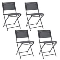 Home Deco Factory camping buiten klapstoel - 4x - aluminium - donkergrijs - L46 x B50 x H80 cm