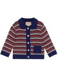 Gucci Kids cardigan en coton à rayures - Bleu