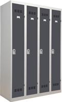 Industriële garderobekast propere industrie, 4 deuren, ft 180 x 120 cm, grijs