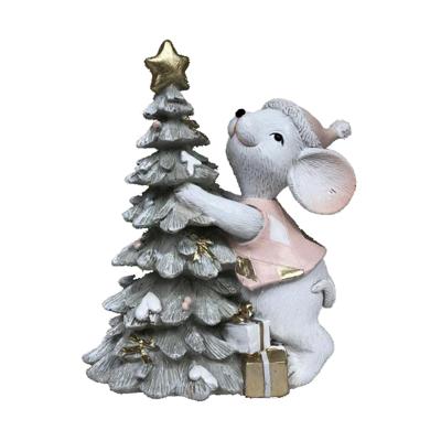 Kerstversiering DKD Home Decor Muis Hars (10 x 6,5 x 11 cm) (2 Stuks)