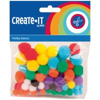 Haza Witbaard Gekleurde pompoms, 78st. Haza Witbaard Gekleurde pompoms, 78st.