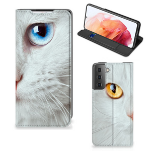 Samsung Galaxy S21 Hoesje maken Witte Kat