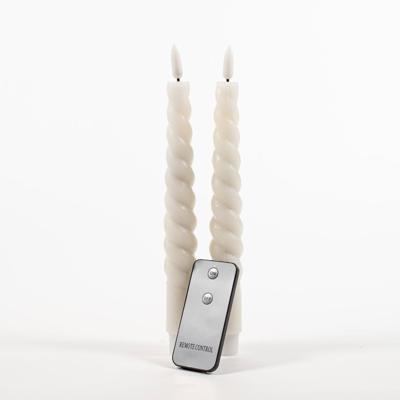 2Pcs Ivory Swirl Rustic Wax Taper Candle 23Cm 3D Wick R - Annas collection