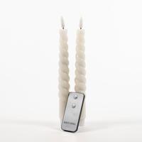 2Pcs Ivory Swirl Rustic Wax Taper Candle 23Cm 3D Wick R - Annas collection