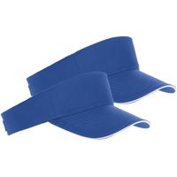 Zonneklep Sunvisor petje - 2x - blauw - katoen - klittenbandsluiting - voor volwassenen