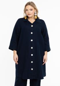 Yoek Blouse met kraag | Blauw | Maat 58/60