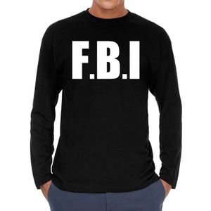 Long sleeve t-shirt zwart met F.B.I. bedrukking voor heren 2XL  -