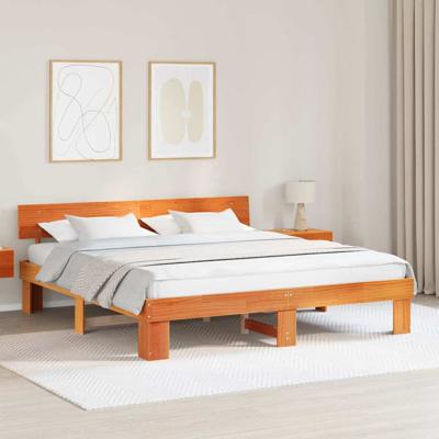 Bedframe met hoofdeinde Wasbruin 180 x 200 cm Grenenhout