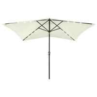 VidaXL Parasol met led's en stalen paal 2x3 m zandkleurig