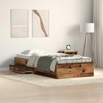 Bedframe met lades met lade Oud hout 90 x 190 cm Bewerkt hout