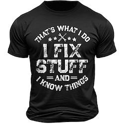 ik fix stuff brief gedrukt zwart donkerblauw t-shirt tee heren grafisch 100% katoenen shirt sport klassiek shirt korte mouw comfortabel t-shirt zomer lente mode designer kleding Lightinthebox