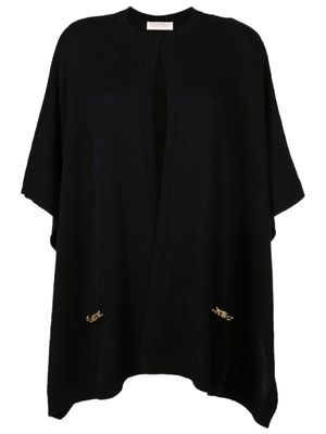 Valentino Garavani cape en cachemire à détail de chaîne - Noir