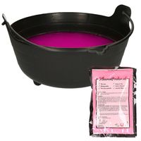 Halloween heksenketel/kookpot met heksensoep - 28 cm - incl. kleurpoeder roze