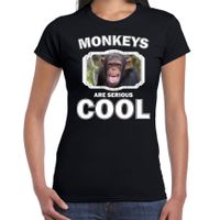 Dieren chimpansee t-shirt zwart dames - monkeys are cool shirt Dieren chimpansee t-shirt zwart dames - monkeys are cool shirt