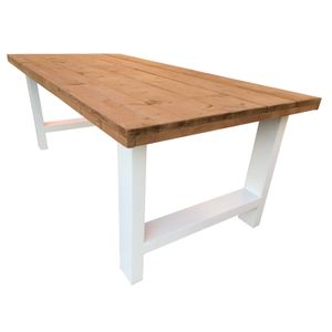 Wood4you - Eettafel Seattle Roastedwood - wit - 210/90 cm - 210/90 cm - Eettafels