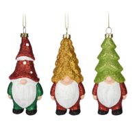 Kersthangers gnome/dwerg/kabouter- set 3x st- 12,5cm -kunststof -kerstornamenten