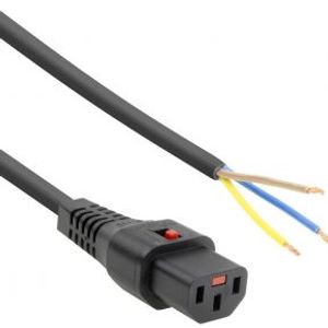 ACT Netsnoer C13 IEC Lock - open einde zwart 3 m, PC979, 5-Pack