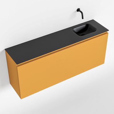 Toiletmeubel Mondiaz Olan | 120 cm | Meubelkleur Ocher | Lex wastafel Urban Rechts | Zonder kraangat