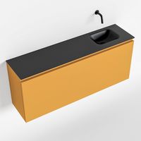 Toiletmeubel Mondiaz Olan | 120 cm | Meubelkleur Ocher | Lex wastafel Urban Rechts | Zonder kraangat
