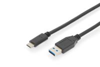 Digitus USB-kabel USB 3.2 Gen1 (USB 3.0 / USB 3.1 Gen1) USB-C stekker, USB-A stekker 1.00 m Zwart Afgeschermd (dubbel) AK-300146-010-S