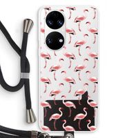 Flamingoprint groen: Huawei P50 Transparant Hoesje met koord