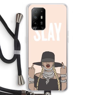 Slay All Day: Oppo A95 5G Transparant Hoesje met koord