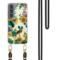 Samsung Galaxy S25 hoesje met zwart koord - Sunflowers Samsung Galaxy S25 hoesje met zwart koord - Sunflowers