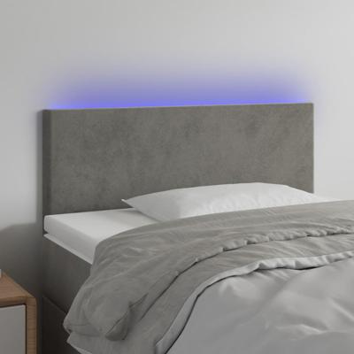 Hoofdbord LED 90x5x78/88 cm fluweel lichtgrijs
