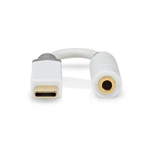 Nedis CCBW65950WT01 Usb-adapter Usb 2.0 Usb-c™ Male 3,5 Mm Female 0.10 M Rond Verguld Pvc Wit Doos