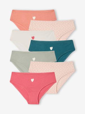 Set van 7 slipjes for girls hart biologisch katoen fuchsia