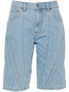 Mugler short en jean à design à empiècements - Bleu