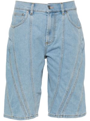 Mugler short en jean à design à empiècements - Bleu